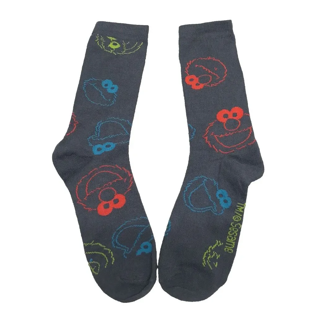 Sesame Street Elmo TV Cartoon 2 Pair Socks Adult Men Crew Size 6-12 NWOT